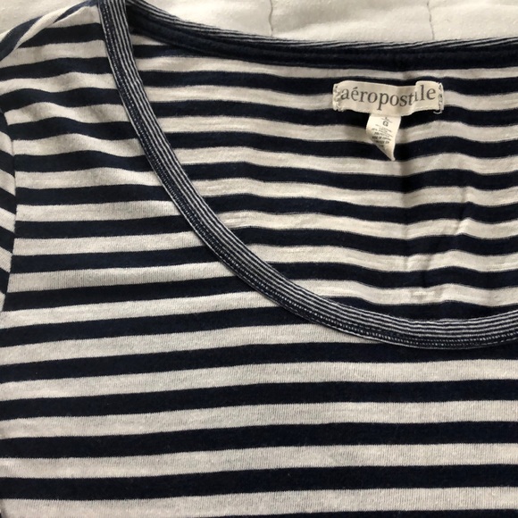 Navy blue and white striped long sleeve - Picture 2 of 3